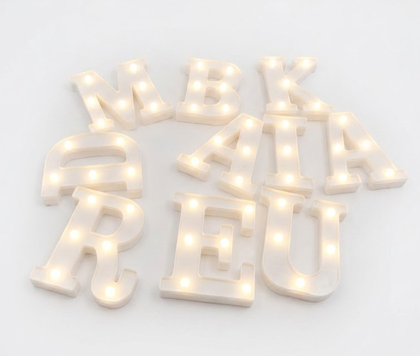 LED Marquee Letter Lights Sign, Light Up Alphabet Letter for Home Party Wedding Decoration (Letters M,D, R,B,A,E,K,I,U and A) White