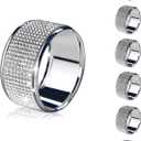 Silver Napkin Rings Set of 6,Diamond Napkin Ring for Table Decor,Thanksgiving,Christmas Napkin Rings Buckles, Anniversary, Birthday, Holiday, Party of Table Setting, Wedding Table Decoration