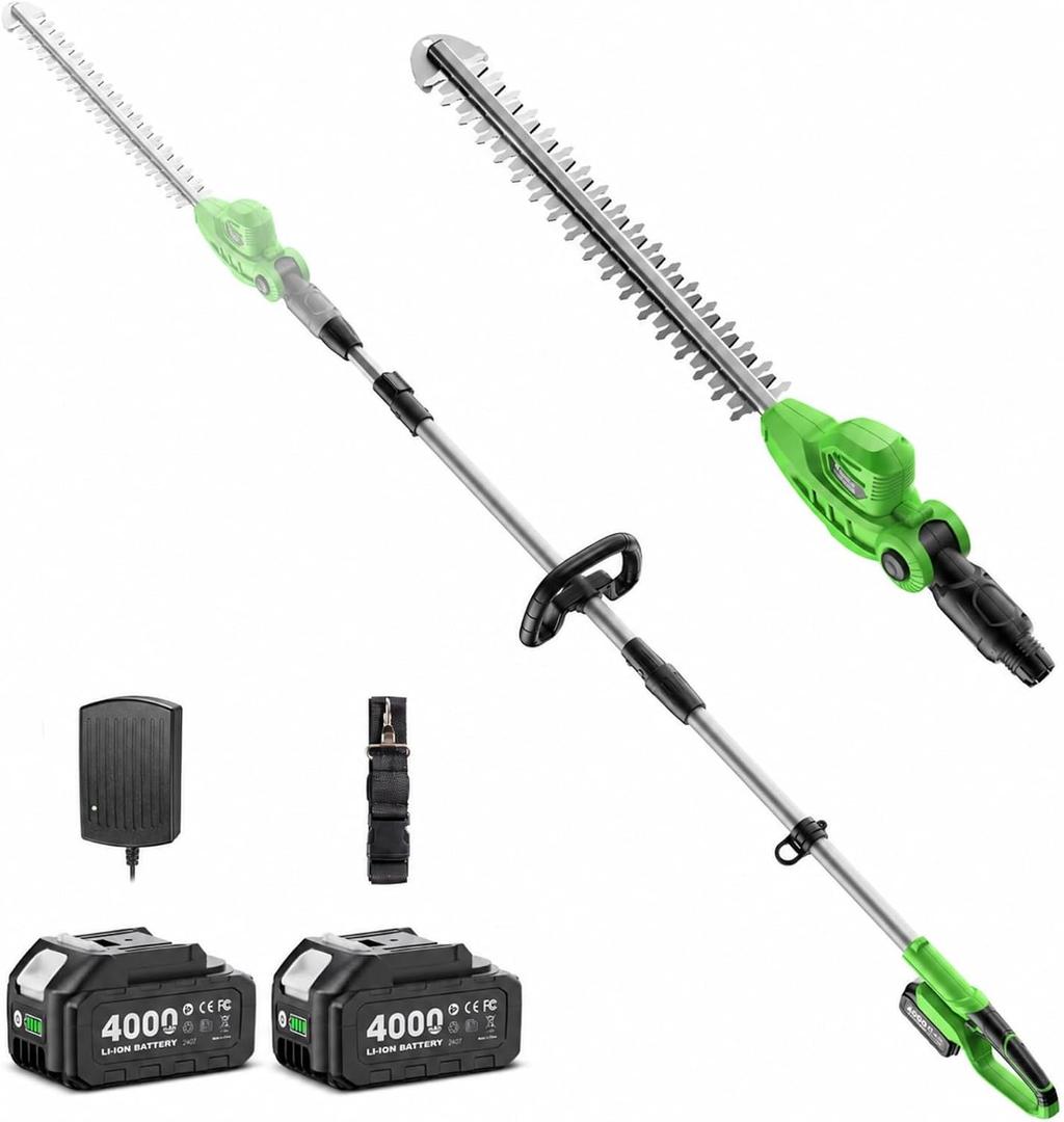 TaskStar 20V Pole Hedge Trimmer Cordless with Handle & Shoulder Strap 8.5ft