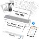 iDPRT MT610 Portable Thermal Printer, 300DPI HD Mobile-Travel-Printers, Inkless-Wireless-Small-Printer for Home Use, Office, Vehicles, Bluetooth Printers Supports 8.5 x 11 US Letter&A4&A5, Gray White