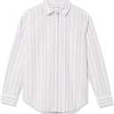 Amazon Essentials Women's Regular-Fit Long-Sleeve Button-Down Poplin Shirt, Business Casual, Office Work, Lilac White Variegated Stripe, XX-Large