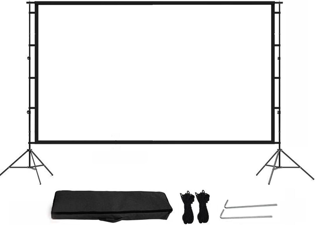 169 HD 4K Projector Screen with Stand, Foldable Portable Movie Screen with Carry Bag, Windproof Folding Outdoor Open-air Projection for Travel, Camping(100in)