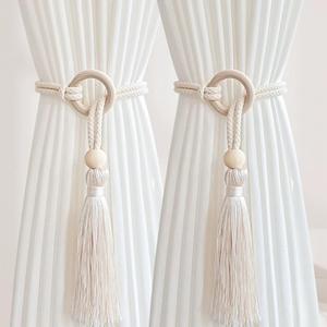 Curtain Tiebacks Holders, Bohemian Clasp, Bohemian Curtain Tassel Clasp, Tiebacks No Hole Punching Decorative for Bedroom Window Treatment