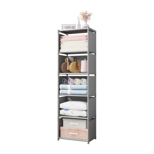RIIPOO Storage Organizer Shelves for Bedroom Closet 5-Cube, Space-Saving 6-Layer Bookshelf | Compact Bookcase Unit Ideal for Small Spaces