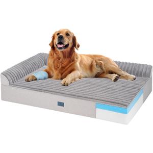 Veehoo Orthopedic Dog Bed for Large Senior Dogs, 7 Inch Thick XL Memory Foam Dog Bed with L Shaped Bolsters, Orthopedic Pet Couch with Waterproof Liner & Removable Washable Cover, 48"x30"x7" (Grey)