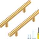 Ravinte Gold Cabinet Handles 20 Pack 5 Inch Brushed Gold Kitchen Cabinet Pulls 3 Inch Hole Center Brushed Brass Drawer Pulls Kitchen Hardware for Cabinet Drawer and Cupboard