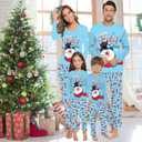 Christmas Pajamas for Family Christmas Family Matching Outfits Long Sleeve Family Jammies Matching Holiday Pajamas (Blue)