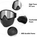 Motorcycle Goggles with Removable Face Mask Full Face, Waterproof & Windproof Riding Glasses for Dirt Bike Motocross (Silver Lenses)