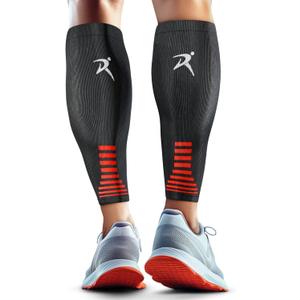 Rymora Calf Compression Sleeves Men Women - Leg Compression Sleeve Footless Socks - Shin Splint Relief Fitness Running (Large, Black)