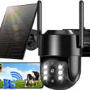 2K Security Cameras Wireless Outdoor, 5G WiFi Cameras for Home Security, 360 PTZ Solar/Battery Powered Outside Cam, 2 Way Talk, Color Night Vision, AI Human Detection for Porch/Garage/Yard (1Pack)