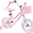 bicystar Girls Bike for Kids Ages 2-8 Years, 12 14 16 18 Inch Kids Bike with Training Wheels, Basket & Streamers, Pink Little Girls Bicycle with Coaster Brake, Birthday Gift