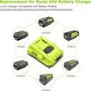 Amityke Rapid Charging OP401 Replacement for Ryobi 40V Battery Charger Compatible with Ryobi 40V Lithium Battery OP4040 OP4050 OP4050A OP40601 OP4026 OP4015 OP4030