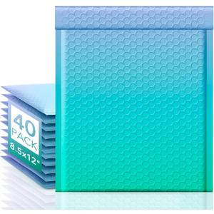 Fuxury Bubble Mailers 8.5x12" 40 Pack Padded Envelopes Usable Size 8.5x11" Thick Mailing Envelopes Bubble Opaque Padded Mailers Shipping Bags for Mailing Jewelry Makeup Small Business Fairyland Green