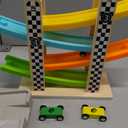 Toddler Toys for 1 2 Year Old Boy and Girl Gifts Wooden Race Track Car Ramp Racer with 4 Mini Car