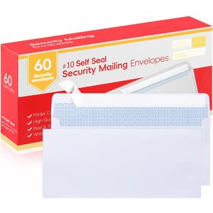 Zzrywuty #10 Letter Size Mailing Envelopes for Business, 60pcs Self Seal Windowless Security Envelopes 4-1/8 x 9-1/2 Inch White 24LB Paper