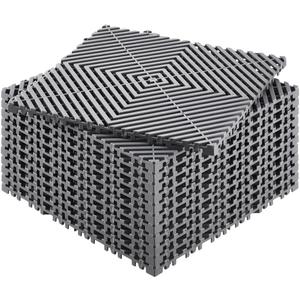 VEVOR Interlocking Drainage Mat, 12 x 12 Modular Interlocking Cushion, 12 Pcs Splicing Drainage Mats, Non-Slip Gray PP Drainage Floor Tile and Shower Mat, for Garage, Garden, Kitchen & Outdoor, Grey, 12 pieces