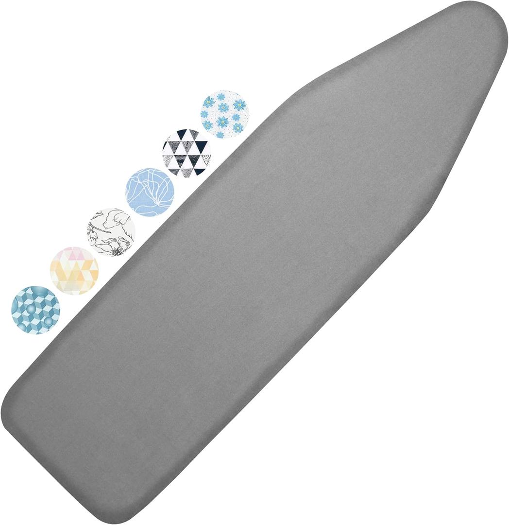 Ironing Board Cover and Pad, 15x54 Standard Size Thick Iron Padding, Scorch & Stain Resistant Ironing board cover, Heavy Duty Iron Board Padded with Adjustable Fasteners Durable Elastic Edge, Grey (Gray)