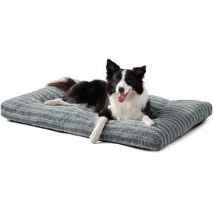 FURTIME Washable Dog Bed Large Sized Dogs, Deluxe Dog Crate Beds Comfy Fluffy Kennel Pad Anti-Slip Pet Sleeping Mat, Machine Washable Dogs Pillow, 35"x23"x3.5", Gray