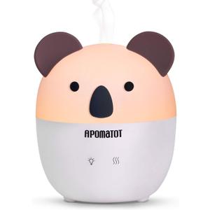 Small Essential Oil Diffuser,160ml Cute Koala Cartoon Aromatherapy Diffusers with Auto Shut-Off Function,Cool Mist Humidifier with Warm White Lights for Home Office Bedroom