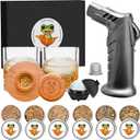Cocktail Smoker Kit with 2 Rocks Glasses, 6 Wood Chip Flavors,Torch (No Butane), Ice Mold