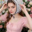 AWAYTR Women Triangle Head Scarf 3Pcs Tie Back Hair Bandanas for Women with Metal Studs - Head Coverings Cute Headscarf (Solid Colors - Khaki + Brown)