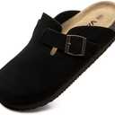 Vayfio Suede Clogs Potato Shoes Cork Footbed Sandals Comfort Mules with Arch Support Slip On Slippers, Size ⁶6