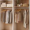 HOUSE DAY 12 Pack High-Grade Wooden Suit Hangers Skirt Hangers with Clips Solid Wood Pants Hanger Natural Smooth Finish Premium Wood Hanger with Durable Metal Clips for Blouse, Dress, Coat, Jacket