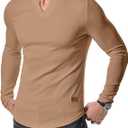 JMIERR Mens Long Sleeve Muscle T Shirts Casual V-Neck Longline Ribbed Tee Shirts, 3XL