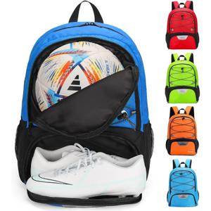 Youth Soccer Bag-Soccer Backpack&Backpack for Football Basketball,with Ball Compartment Separate Cleat Package (DeepBlue)