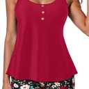Women Tankini Swimsuit with Shorts - Flowy Two Piece Swimsuits Tummy Control Bathing Suits 2025 Swimwear (Medium, Red and Floral)
