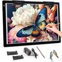 Zocelight A2 Light pad,7mm Ultra-Thin led Light Box,3 Levels Dimming/Stepless Dimming Light Table with 2 Clips and 12V 2A Adapter,Large Light Board for Diamond Painting,Drawing,Sketching,Tattoo