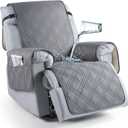 TAOCOCO 100% Waterproof Recliner Chair Cover, Non Slip Recliner Covers for Recliner Chair with Pocket, Washable Reclining Chair Cover Furniture Protector for Kids, Pets(23.6'', Gray) (Grey)