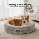 BALANCE Donut Dog Bed, 30 Inches Round Dog Bed Medium Size Dogs Washable, Orthopedic Calming Dogs Beds for Kitten, Fluffy Plush Faux Fur Pet Bed with Anti-Slip Bottom
