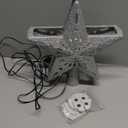 Christmas Tree Topper Lighted with 6 Patterns Projector, Christmas Tree Star Topper Built-in 3D Glitter LED Rotating Lights, Silver Tree Topper Christmas Decoration for Xmas Party Holiday