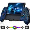 Spican Switch Controllers for Nintendo Switch/OLED, Hall Effect Wireless Pro Controller One-Piece Joypad, Full-Size Ergonomic Handheld Mode Gamepads with 17 RGB Light/Battery/Turbo/Macro/4 Game Slot (Black-Crack Pattern)