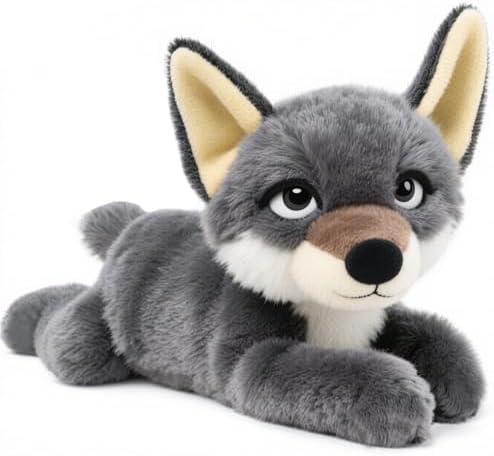 KUUDESOXX Lying Down Wolf Stuffed Animal- Your New Snuggly Companion for Hugs and Bedtime - A Joyful Addition to Any Room