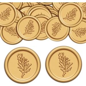 Mingting Wax Seal Stickers, 50 Pack Rosemary Wedding Invitation Envelope Seals Stickers Antique Gold Self- Adhesive for Christmas Birthday Baby Shower Party Essentials Gift Wrapping