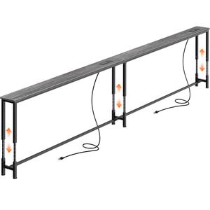 Huuger 110.2 Inch Sofa Table with Power Outlets, Skinny Behind Couch Table