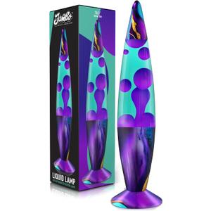 JAMBO 16" Beautiful Lamp- Teal with Purple Wax- Relaxing Liquid Light, Night Light Nightlight, Retro Home Decor Light, Living Room Office Bedroom Lamp for Adults Teens Kids, Magma Motion (Indigo Marble)