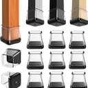 Chair Leg Floor Protectors Furniture Sliders for Hardwood Floors and Carpet Silicone Non Slip Reduce Noise 28 Pcs Clear Square XL Fit:1-1/2" ~ 1-3/4"