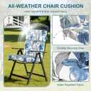 DYTXIII Outdoor High Back Chair Cushions Set of 2, 44"x22" Water Repellent Patio Seat Cushions with Elastic Sponge, All Weather Chair Pads for Rocking, Dining, Patio Furniture - Clemens Noir Blue, 44x22x3