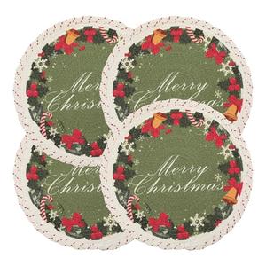 Lahome Round Christmas Placemats Set of 4,13 Inch Round Table Mats for Dining Tables Decorations,Heat Resistant Circle Place Mats for Kitchen Dining Holiday Party Winter Home Decor,Xmas Wreath