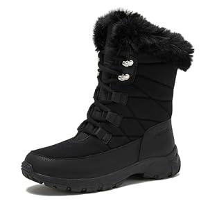 Lands' End Expedition Max Waterproof Insulated Womens Snow Boots, Winter Boots for Women, Medium or Wide Width Sizes 6 to 11, Black, Brown, Blue, White or Grey Winter Shoes - Black, 8.5 Medium