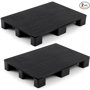 Vercraft 2 Pcs Plastic Pallet for Basement Storage Easy Stack Lightweight Floor Pallet Display Flooring Room Supermarket Christmas, Support up to 2000 Lbs (31.5'' L X 24'' W X 4.7'' H,Grey)