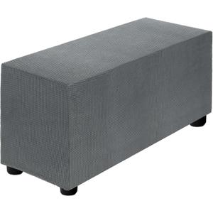 uxcell Stretch Ottoman Cover Rectangular Oversized Square Ottoman Slipcover with Elastic for Foot Stool Living Room Bedroom Fit Length 83-101cm / 33"-40", Medium, Dark Gray