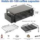 Metal Coffee Pod Holder for 80 Capsules with Storage Drawer & 2 Accessory Holders,2 Tier K Cup Holder Organizer for Countertop,Black