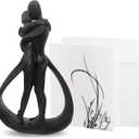 Resin Couple Modern Sculptures Home Decor Romantic Gift for Weddings Valentine's Day and Anniversaries Decoration Figurine for Girlfriend, Bridal Shower, Engagement (Black)