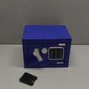 SereneLife Premium Steel Digital Safe Box - 9.1" x 6.7" x 6.7" | Secure Storage for Cash, Firearms & Jewelry | Great For Hotels, Cabinets & Home Use | Electronic & Mechanical Access | 2 Keys | Blue