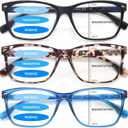 VIDEBLA 3 Pack Progressive Multifocus Reading Glasses Blue Light Blocking for Women Men Multifocal Readers with Spring Hinge (3 Mix Color-1, 2.00, multiplier_x)