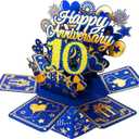 2 x Asmallgf Happy 10th Anniversary Pop Up Card & Gifts for Him Her, Wedding Anniversary Card for Husband Wife Couple,Tin Gifts for 10 Year Old Anniv